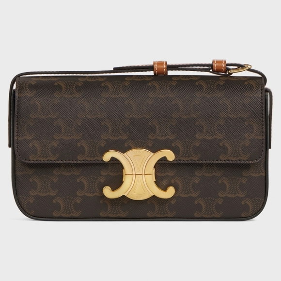 CELINE Triomphe Leather Claude Shoulder Bag NEW - Picture 5 of 16